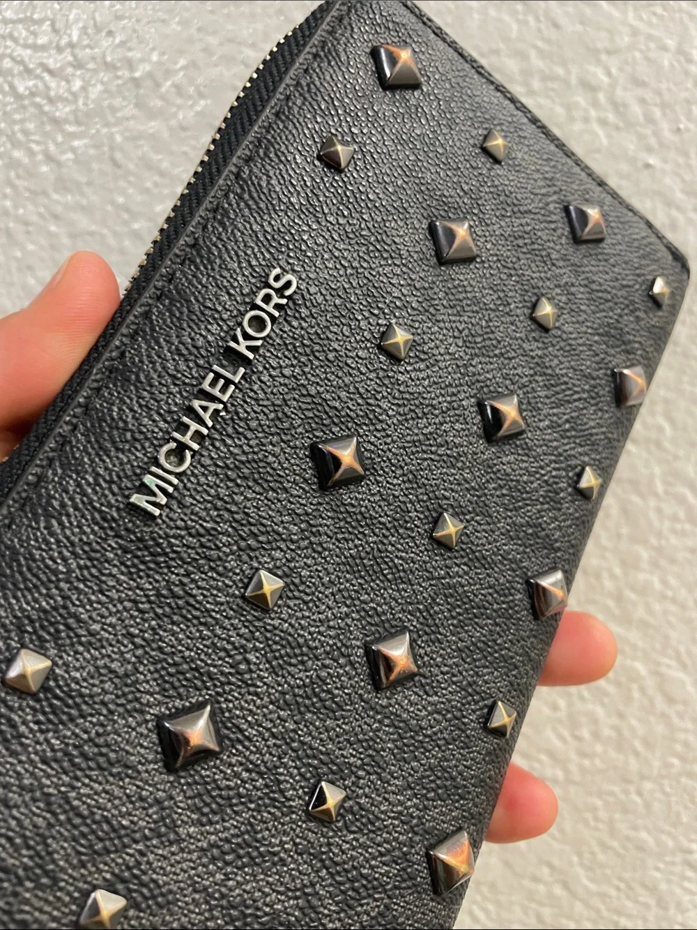 EUC Michael Kors Black Studded Leather Wristlet - Picture 10 of 16